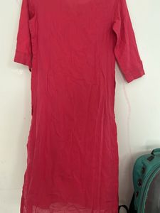 Vibrant Red Textured Kurta