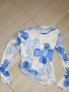 Sheer Floral Print Long Sleeve Top