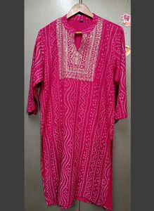 Vibrant Pink Bandhani Kurti