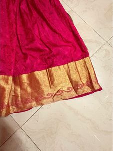 Onam special patupavada. Beautiful Pink&amp; Gold Lehe