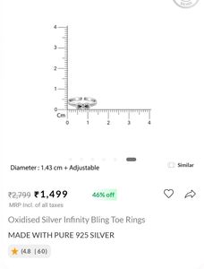 Oxidised Silver Infinity Toe Rings