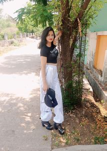 White Cargo Pants with Black Trim