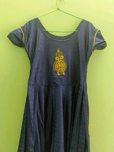 Elegant Blue &amp; Gold Ethnic Gown
