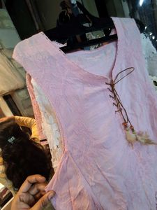 Pink Lace Trimmed Boho Blouse