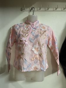 Pink Floral Embroidered Kurta Top