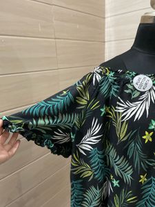 Tropical Print Off-Shoulder Top