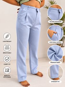 Stylish Light Blue Pleated Trousers