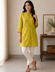 Vibrant Yellow Printed Kurta