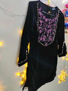 Black Velvet Kurta with Palazzo Pants