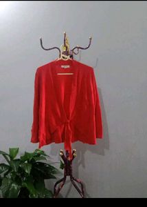 Chic Red Tie-Front Cardigan