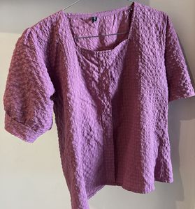 Textured Lavender Square Neck Top