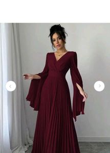 Elegant Pleated Maxi Dress with Bell Sleeves