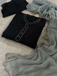 Elegant Black Kurta Set with Dupatta