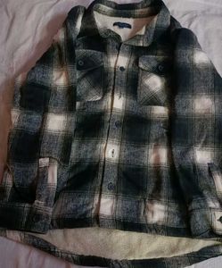 Cozy Plaid Sherpa Lined Jacket, wollen jacket for