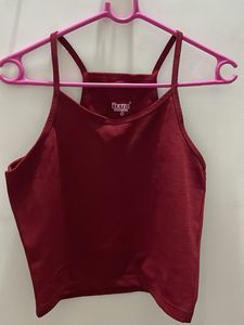 Maroon Spaghetti Strap Crop Top