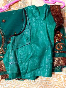 Stunning Emerald Green Sequined Saree