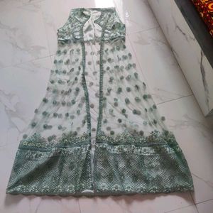Elegant Mint Green Embroidered Gown