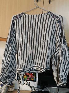 Boho Striped Wrap Top