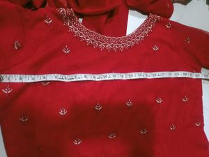 Elegant Red Kurta Set with Dupatta 3pc