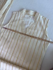 Elegant Cream Striped Kurta Set