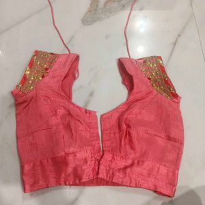 Elegant Pink Saree with Gold Border