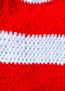 🧶Handmade Crochet Baby Beanie – Red &amp; White