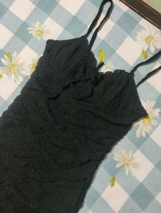 H&amp;M Black Ruched Mini Dress