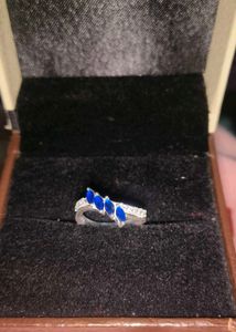 Elegant Blue Stone Ring pure silver