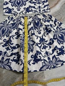 Cute Navy &amp; White Print Top and Skirt Set