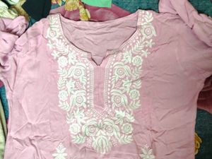 Pink Chikankari Kurti