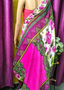 Vibrant Floral Pink Print Dupatta, Chudidar