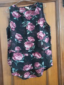 Floral Print High Low Top