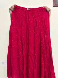 Vibrant Pink Embroidered Ethnic long Skirt