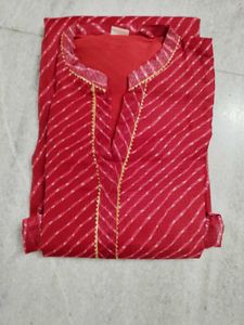 Vibrant Red Striped Kurta