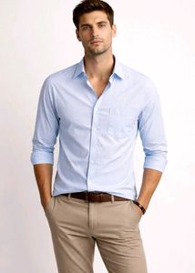 Men's Light Blue Button-Up Shirt