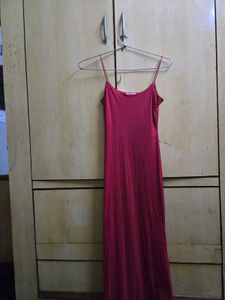 Maroon Spaghetti Strap Maxi Dress