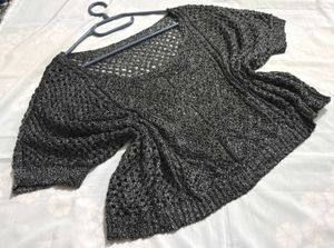 Chic Grey Knit Cropped Oversized Sweater