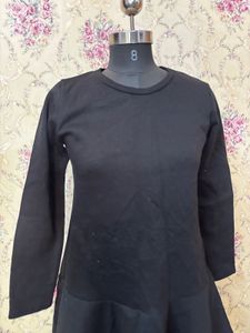 Classic Black Long Sleeve Peplum Dress