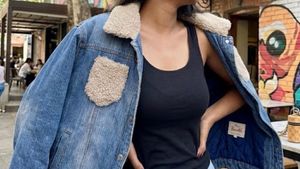 oversized Denim Jacket with Sherpa Collar