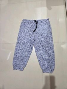 Light Blue Printed Capris