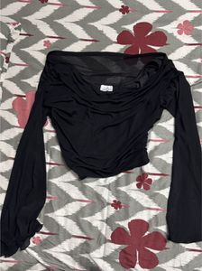 Sheer Mesh Bell Sleeve Top