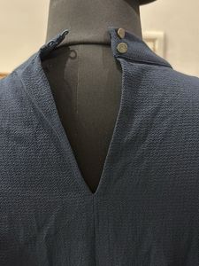 Chic Navy Ruffle Long Sleeve Top