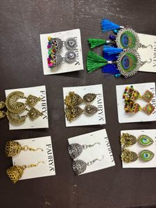 Assorted Jhumka Earrings Set Of 8