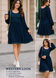 Navy Blue Western Dress