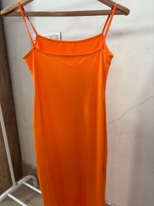Orange Spaghetti Strap Maxi Dress