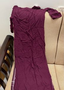 Maroon &amp; White Printed Kurta