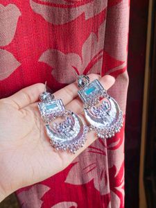 Boho Silver Jhumka Earrings