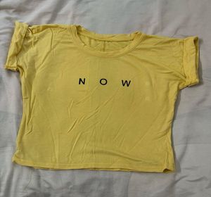 Yellow "MOON" Cropped T-Shirt
