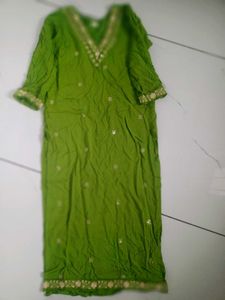 Beautiful Embroidered Green Kurta