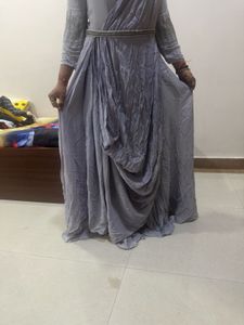Elegant Grey Embellished Gown
